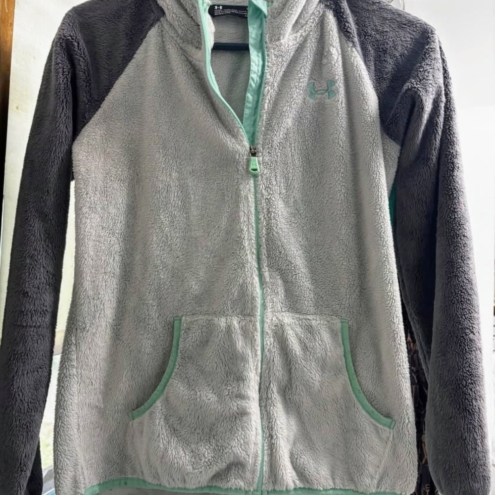 Under Armour Kids Fleece Jacket in Gray and Mint
